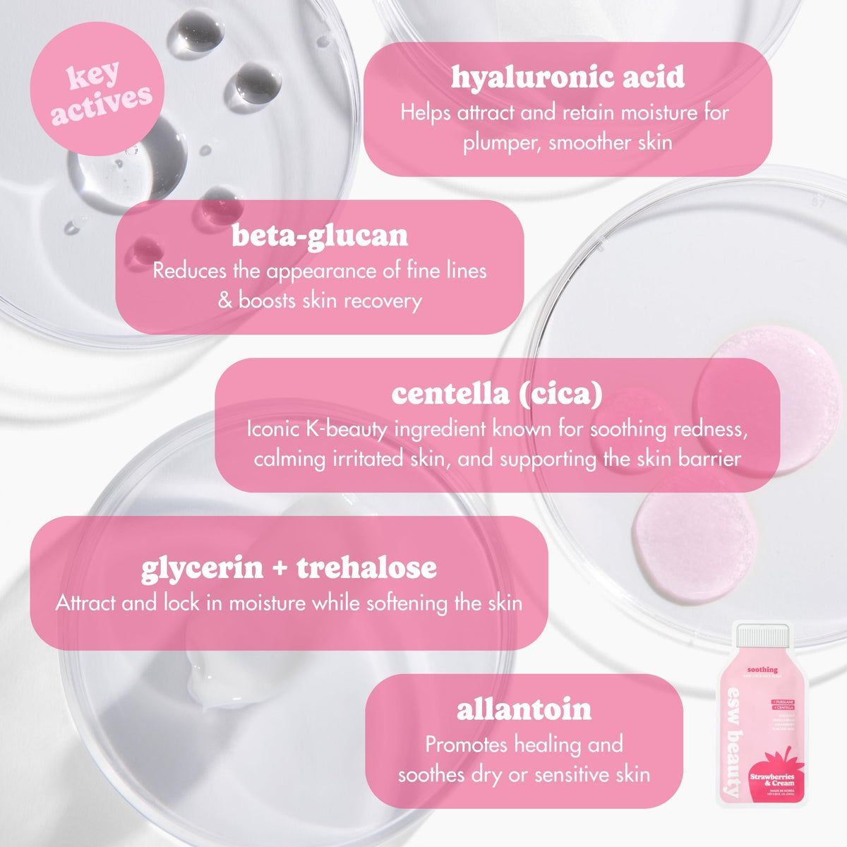 ESW Beauty model applying sheet mask demonstrating comfortable fit and calming effect