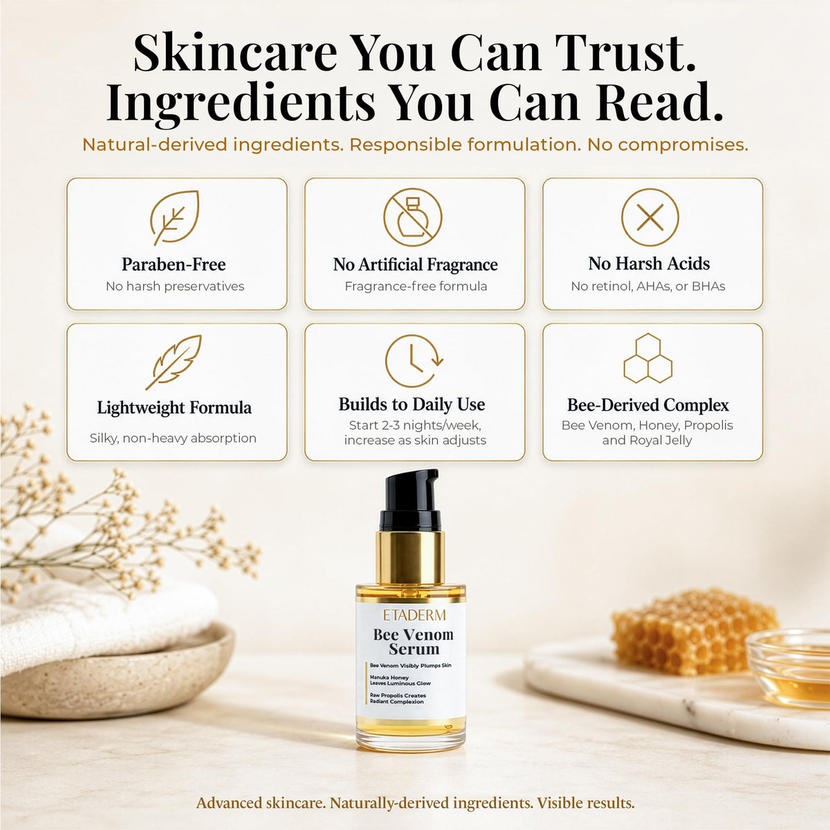 ETADERM jojoba oil ingredient visual showing nourishing, balancing moisture