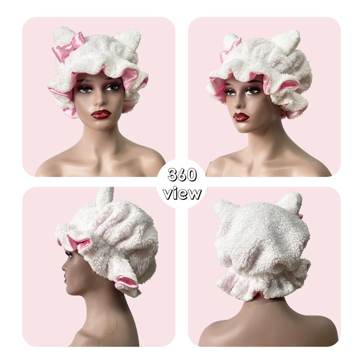 Etcial bonnet worn in bed demonstrating hair protection while sleeping
