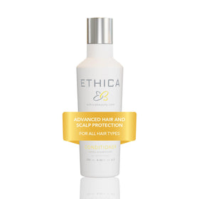 Ethica Beauty front bottle showing label and 8.45 oz size benefit