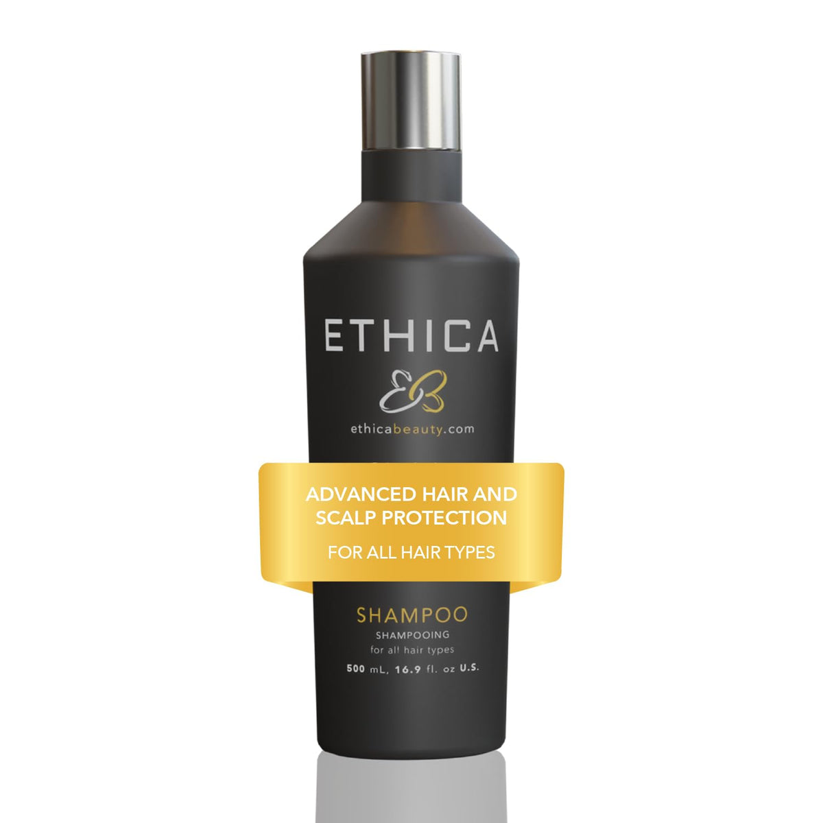 Ethica Beauty front packaging showing bottle and label for clear product identity and benefits