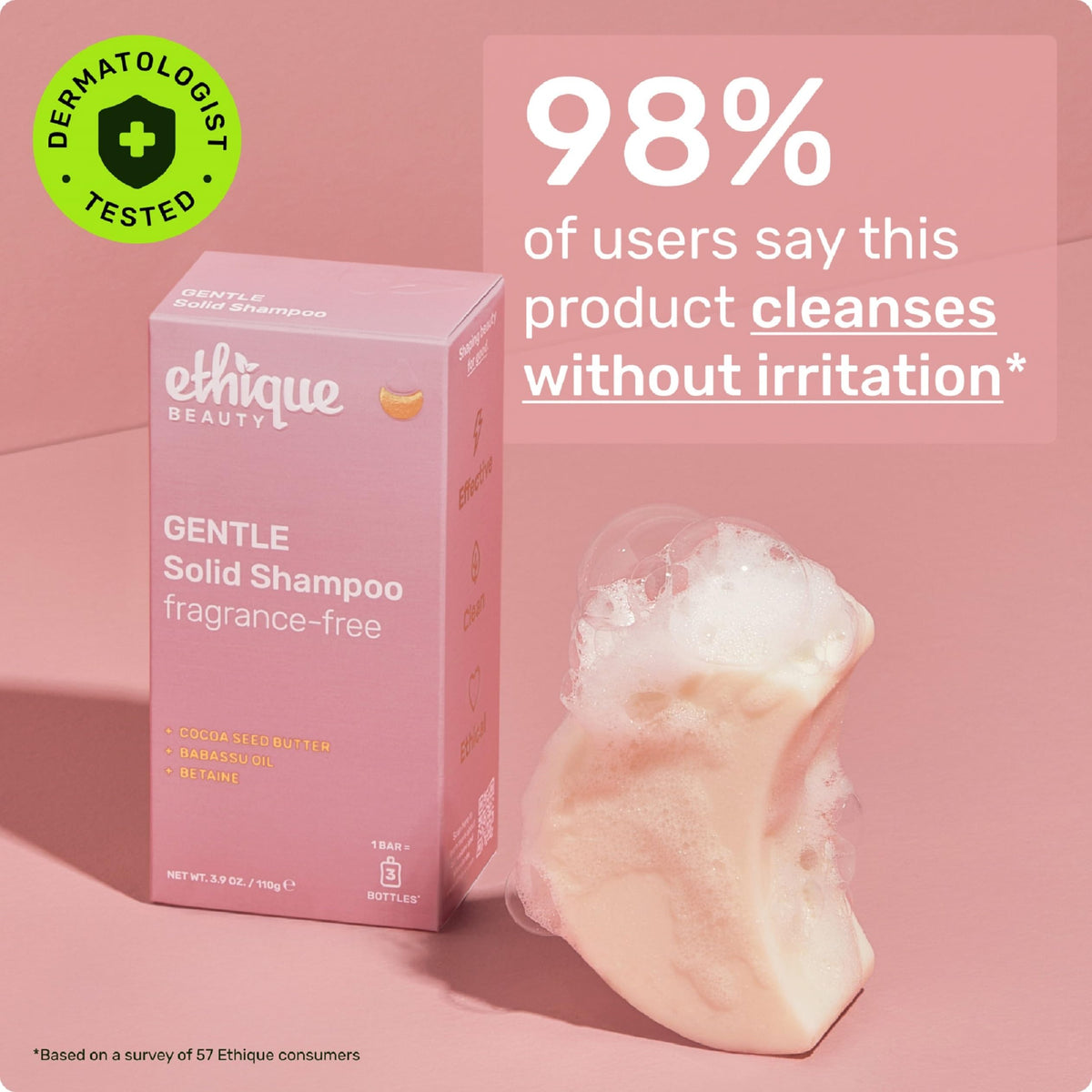 Ethique bar on draining soap dish keeping it dry to extend lifespan