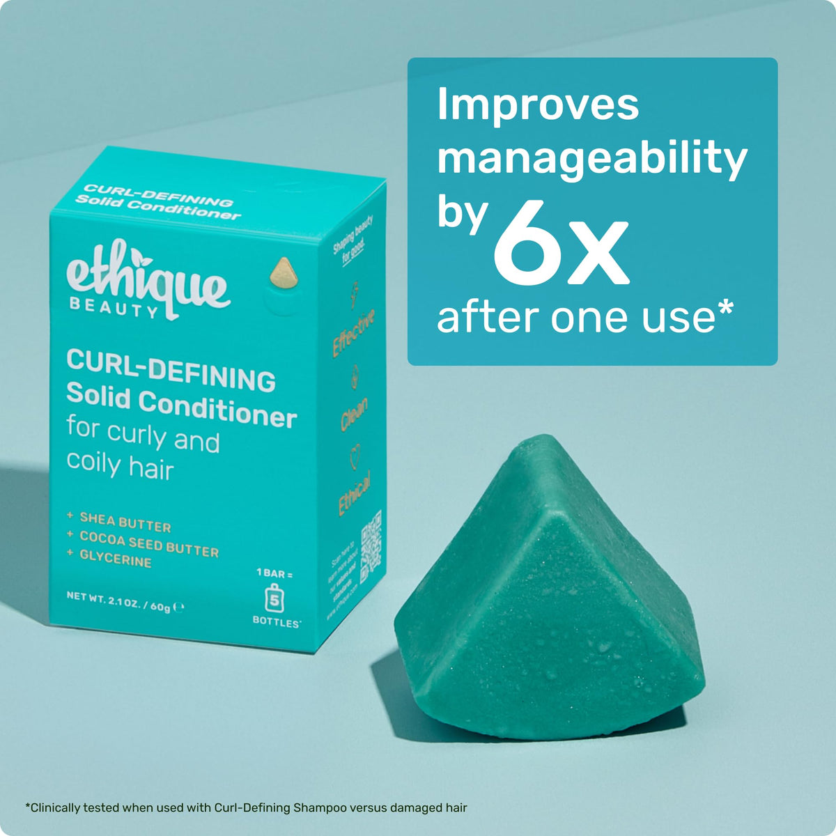Ethique conditioner with shea butter ingredient close-up for moisture