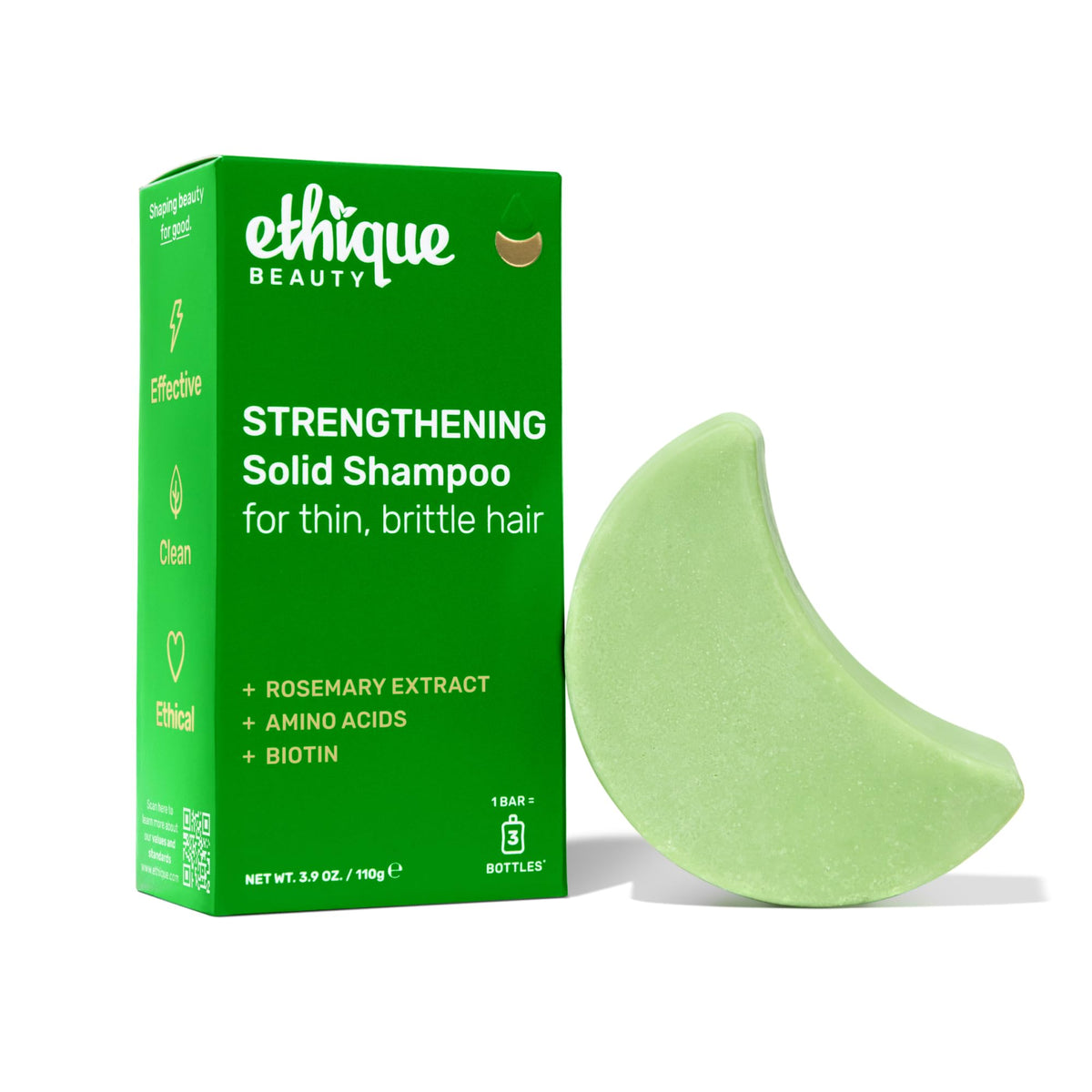 Ethique front bar showing rosemary label and strengthening benefit
