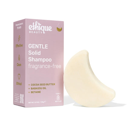 Ethique front packaging showing the gentle unscented bar and eco benefits