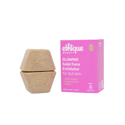 Ethique Glowing front packaging showing two bars and compostable box benefits