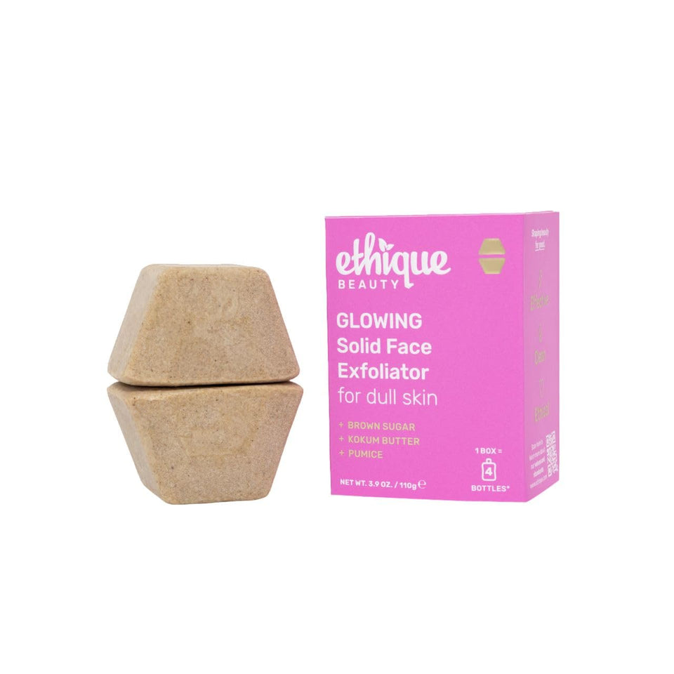 Ethique Glowing front packaging showing two bars and compostable box benefits