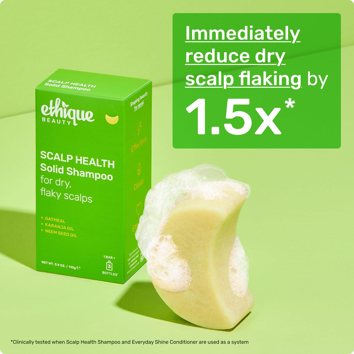 Ethique lather demonstration in hands showing gentle cleansing foam