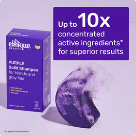 Ethique purple shampoo paired with purple conditioner bar for complete toning routine