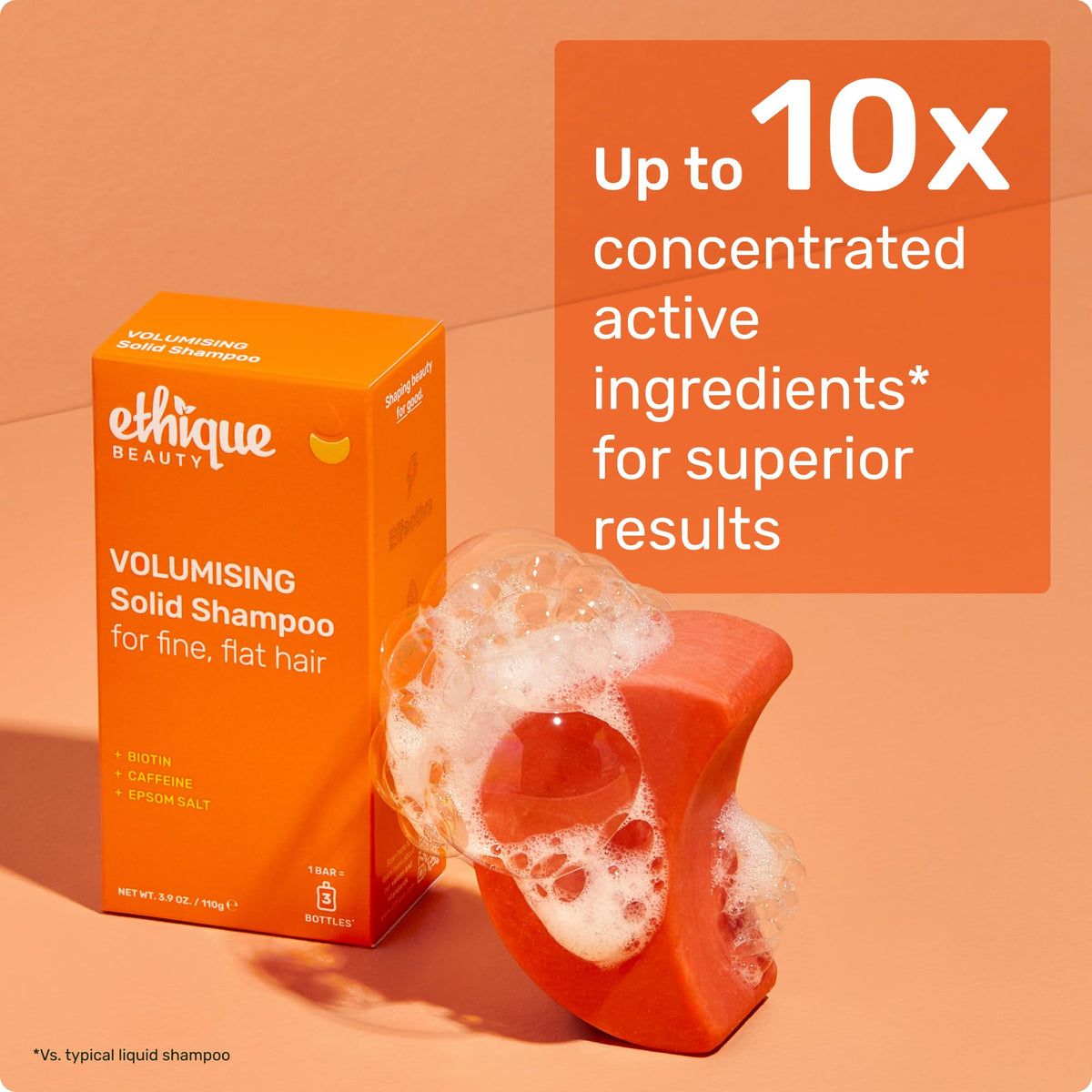 Ethique scalp massage application showing stimulation and root lift