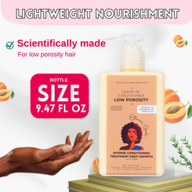 Ethnic Gals bottle in hand illustrating 9.5 fl oz scale and portability