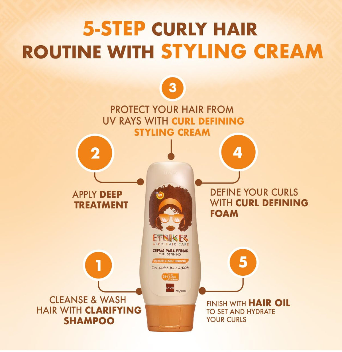 ETNIKER cream in hands being warmed for even distribution and better curl definition