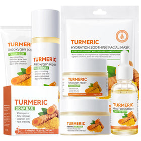 Etuanxi front packaging of turmeric skin care set showing complete kit benefits