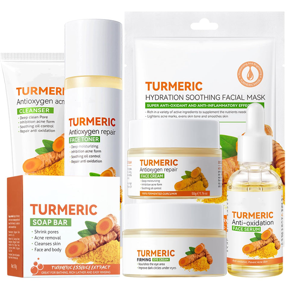 Etuanxi front packaging of turmeric skin care set showing complete kit benefits