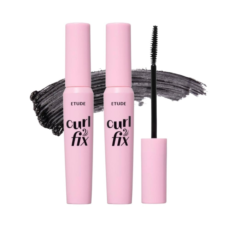 ETUDE front packaging showing two mascara tubes and set benefit