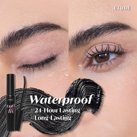 ETUDE mascara resisting water droplets to show waterproof performance