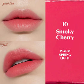 ETUDE arm swatch of smoky cherry showing rich pigment payoff and blendability