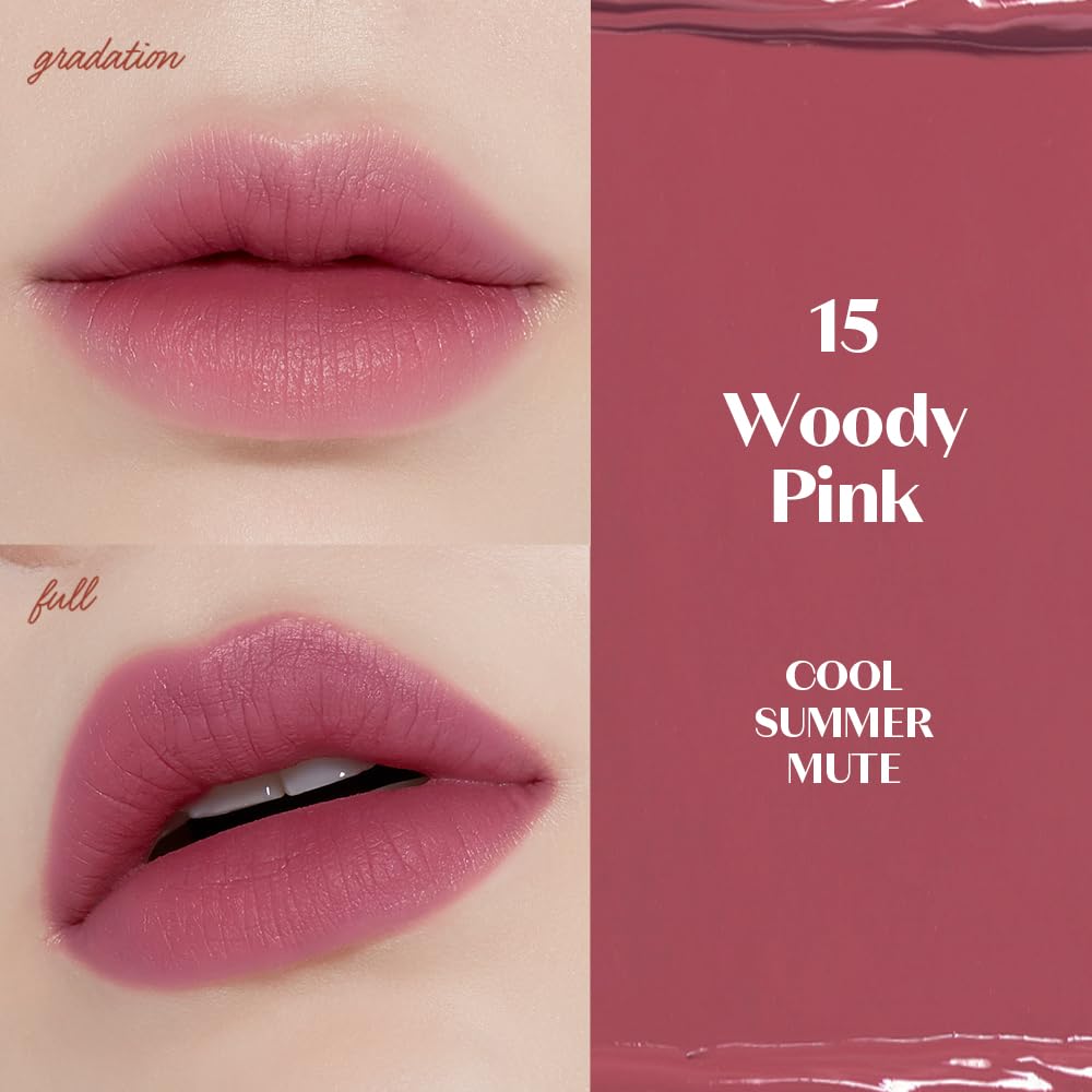 ETUDE texture swirl of Woody Pink tint illustrating creamy finish