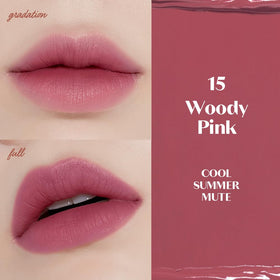 ETUDE texture swirl of Woody Pink tint illustrating creamy finish