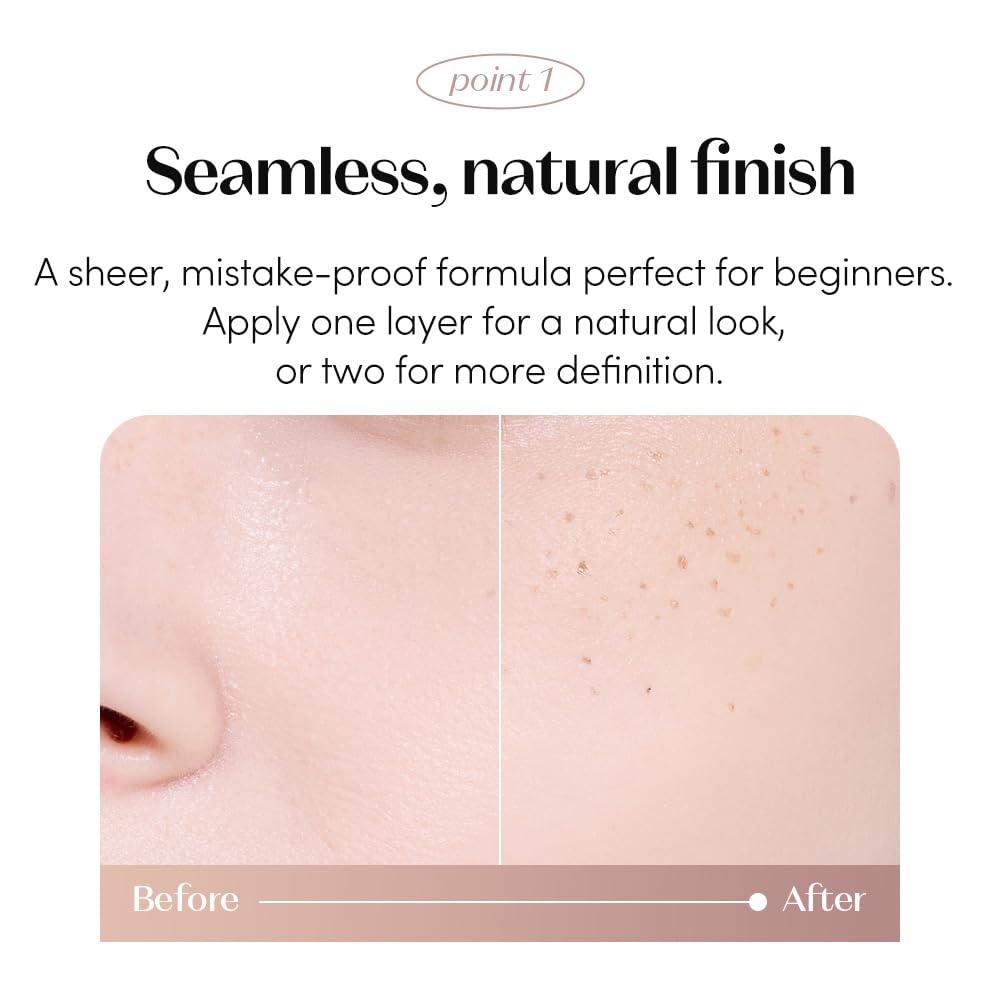 ETUDE freckle pen used to add fine brow hair strokes for fuller brows