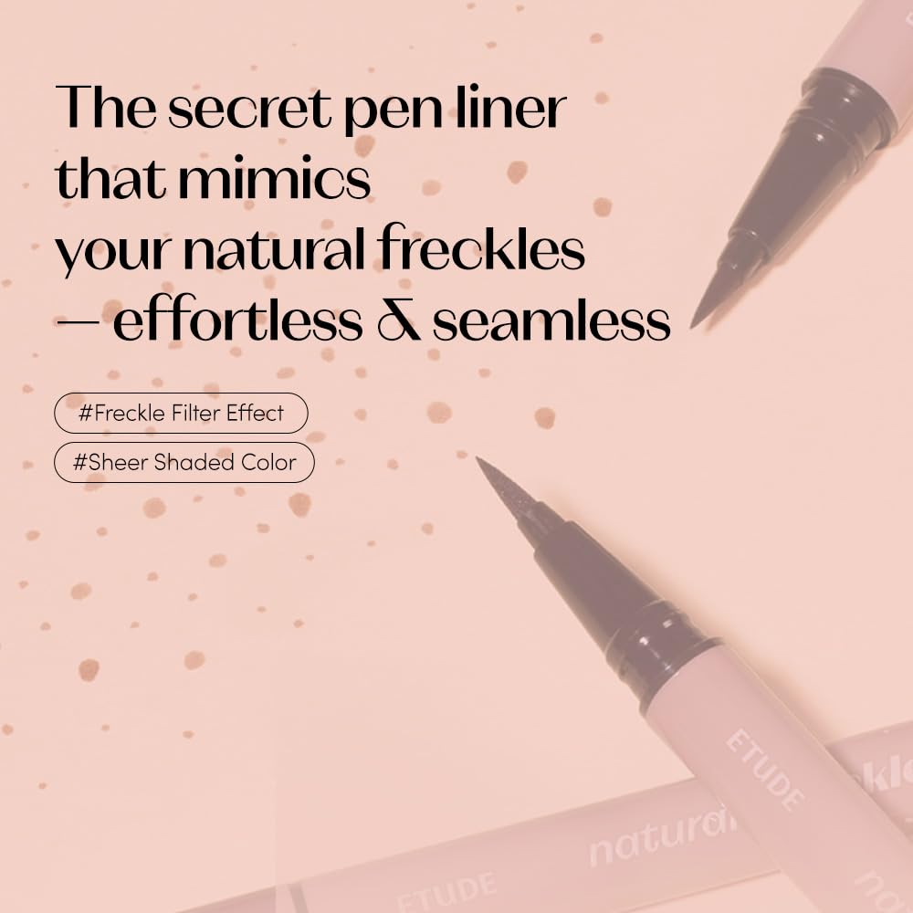ETUDE freckle pen in use applying freckles across nose for subtle enhancement