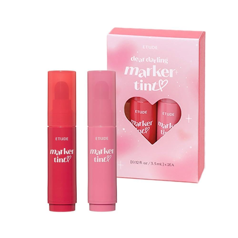 ETUDE front packaging duo showing compact, travel friendly design and color variety