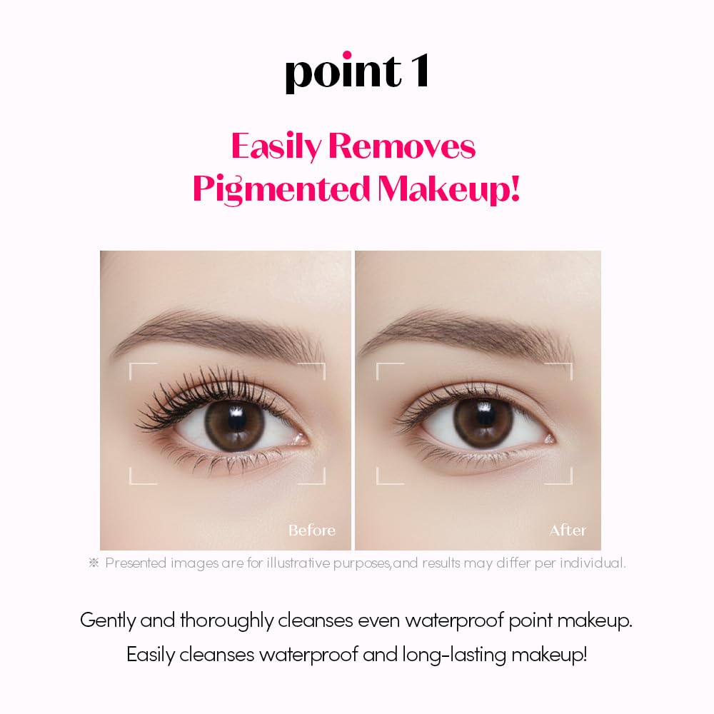 ETUDE cotton pad soaked with remover, demonstrating gentle application
