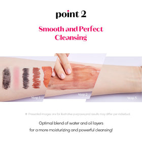 ETUDE remover texture on skin showing quick breakdown of makeup residues