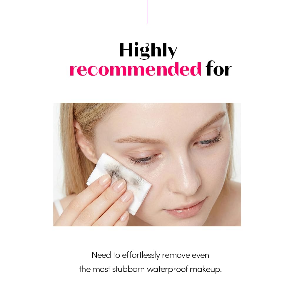 ETUDE bottle next to mascara and lipstick, illustrates waterproof makeup removal