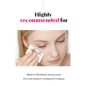 ETUDE bottle next to mascara and lipstick, illustrates waterproof makeup removal