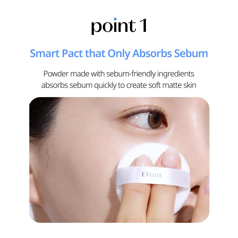 ETUDE compact held in hand to display size and convenient on‑the‑go touch‑ups