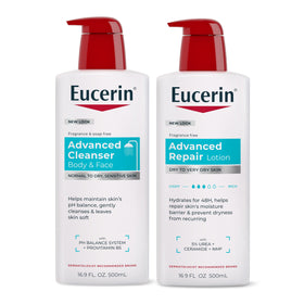 Eucerin lotion front pump view showing easy dispensing and reliable hydration