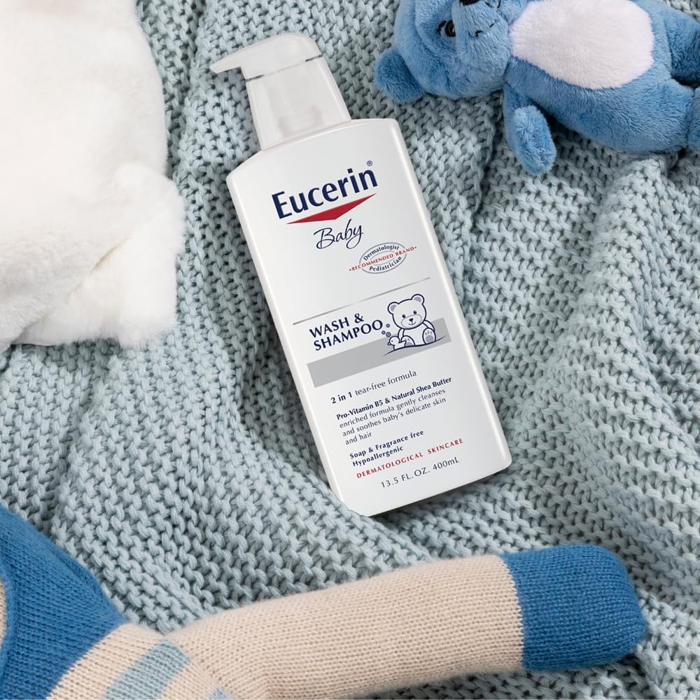 Eucerin baby shampoo texture close-up highlighting gentle moisturizing feel