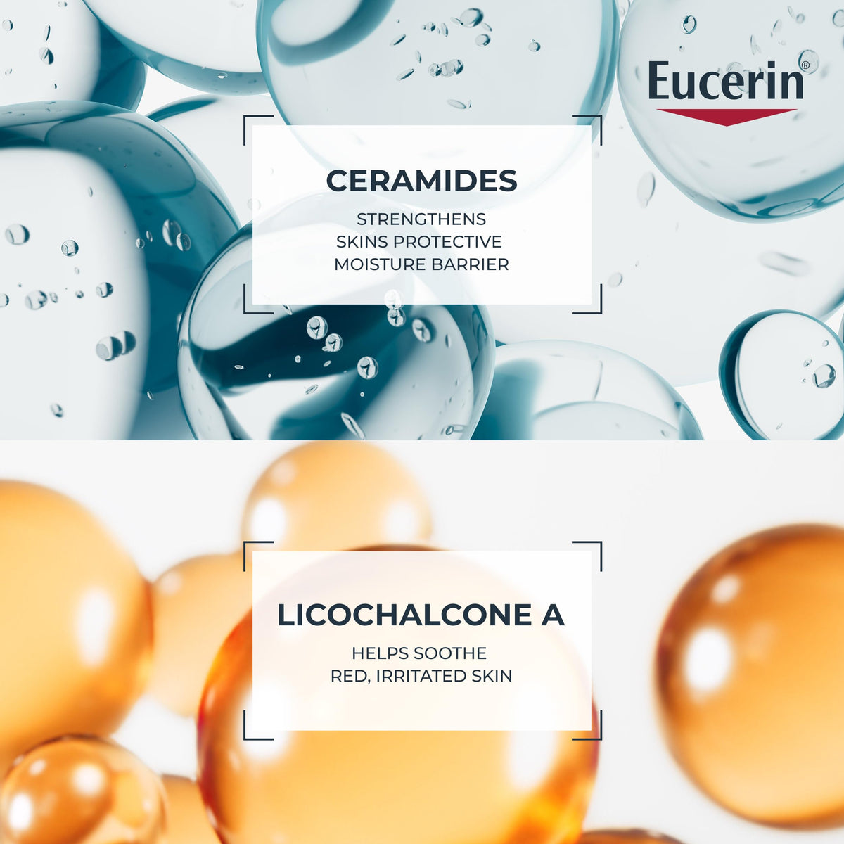 Eucerin bottle and tube scale to show relative product sizes in bundle