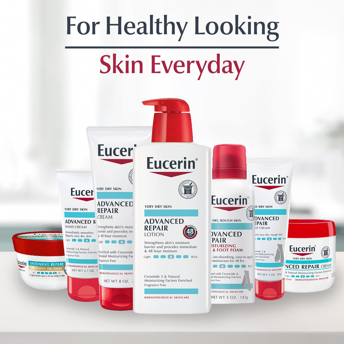 Eucerin bundle held in hand to show 16.9 oz scale and value
