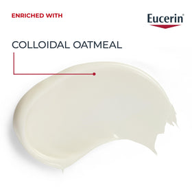 Eucerin cream spread on arm illustrating rich hydration and barrier support
