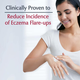 Eucerin cream texture close-up highlighting fast-absorbing, non-greasy feel