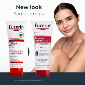Eucerin back label close-up displaying ingredients and usage instructions