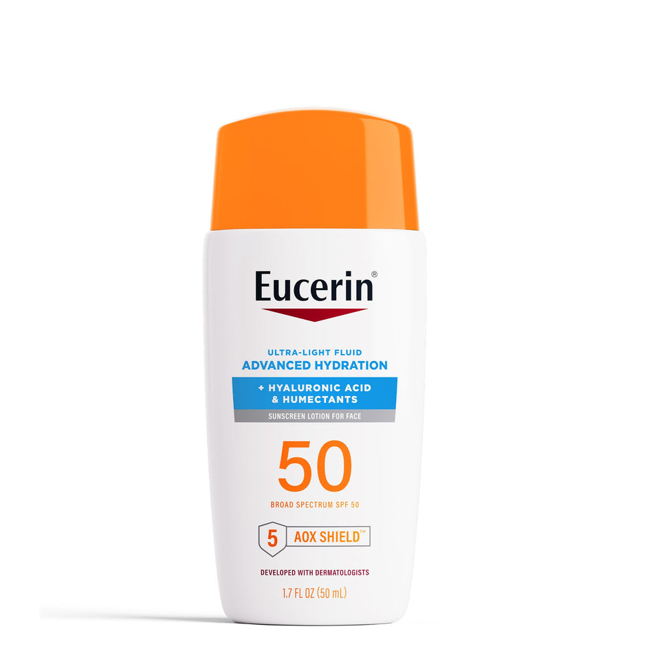 Eucerin front packaging showing SPF 50 protection and size