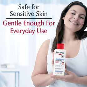 Eucerin family applying lotion lifestyle scene showing gentle daily use for all ages