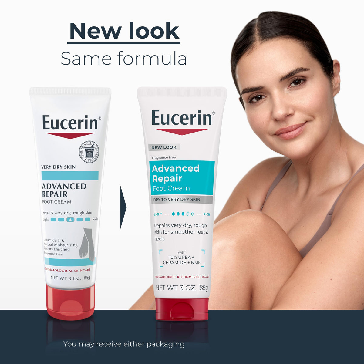 Eucerin cream texture on fingertip highlighting fast absorption benefit