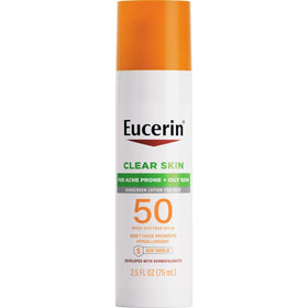 Eucerin front pump bottle showing compact travel-friendly design and easy dispensing
