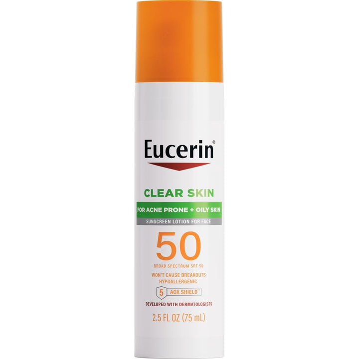 Eucerin front pump bottle showing compact travel-friendly design and easy dispensing