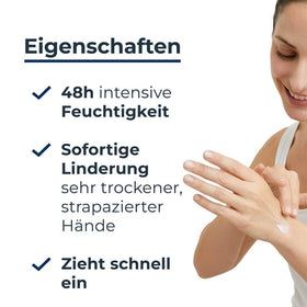 Eucerin ingredient focus on urea and lactato highlighting hydration effect