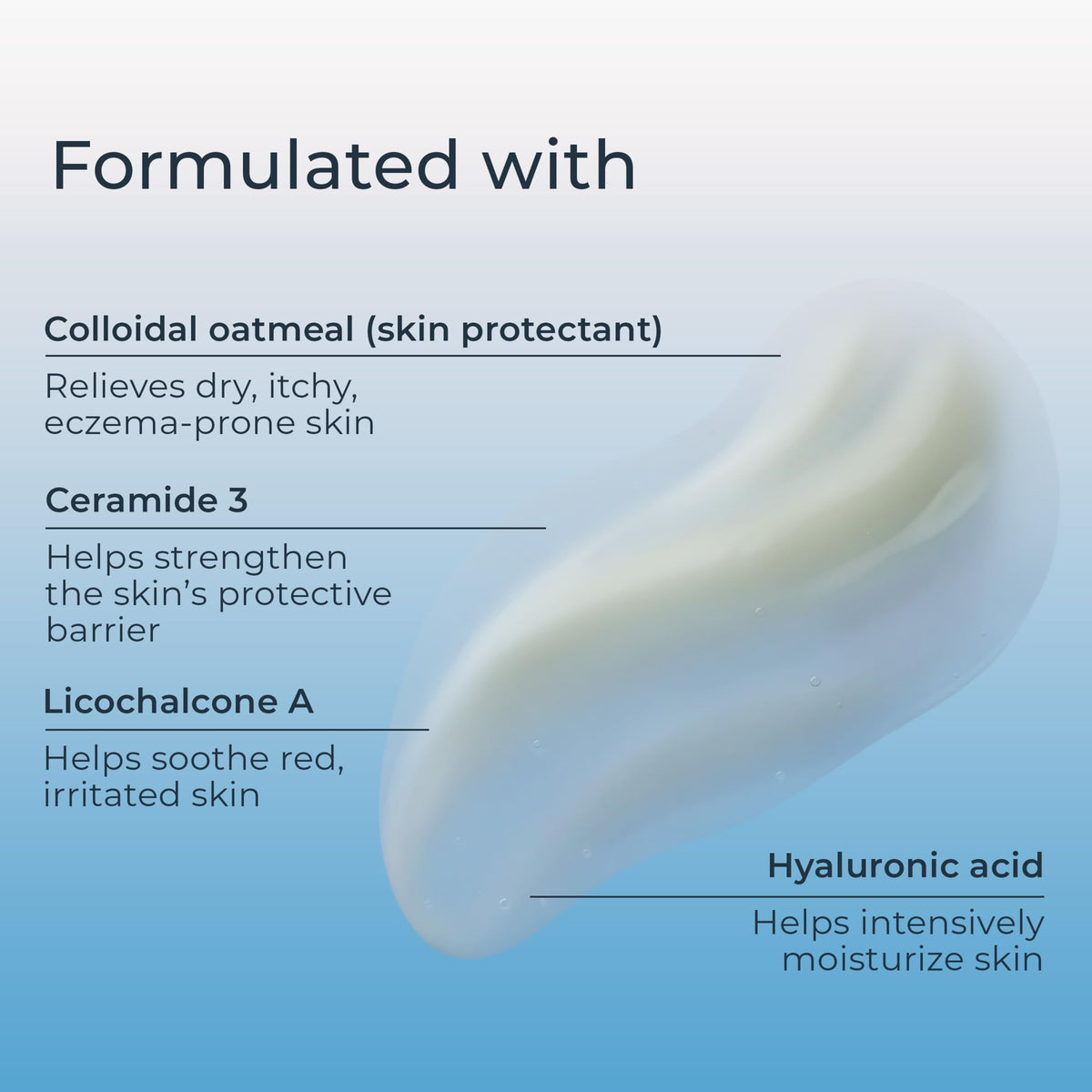 Eucerin gently applied to cheek demonstrating non-greasy absorbency
