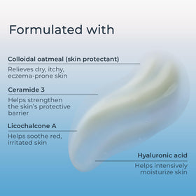 Eucerin gently applied to cheek demonstrating non-greasy absorbency