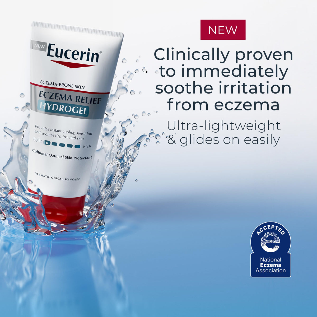Eucerin tube held in hand showing travel-friendly 5 fl oz size