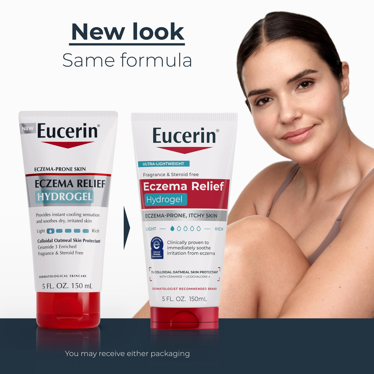 Eucerin hydrogel texture close-up highlighting lightweight soothing