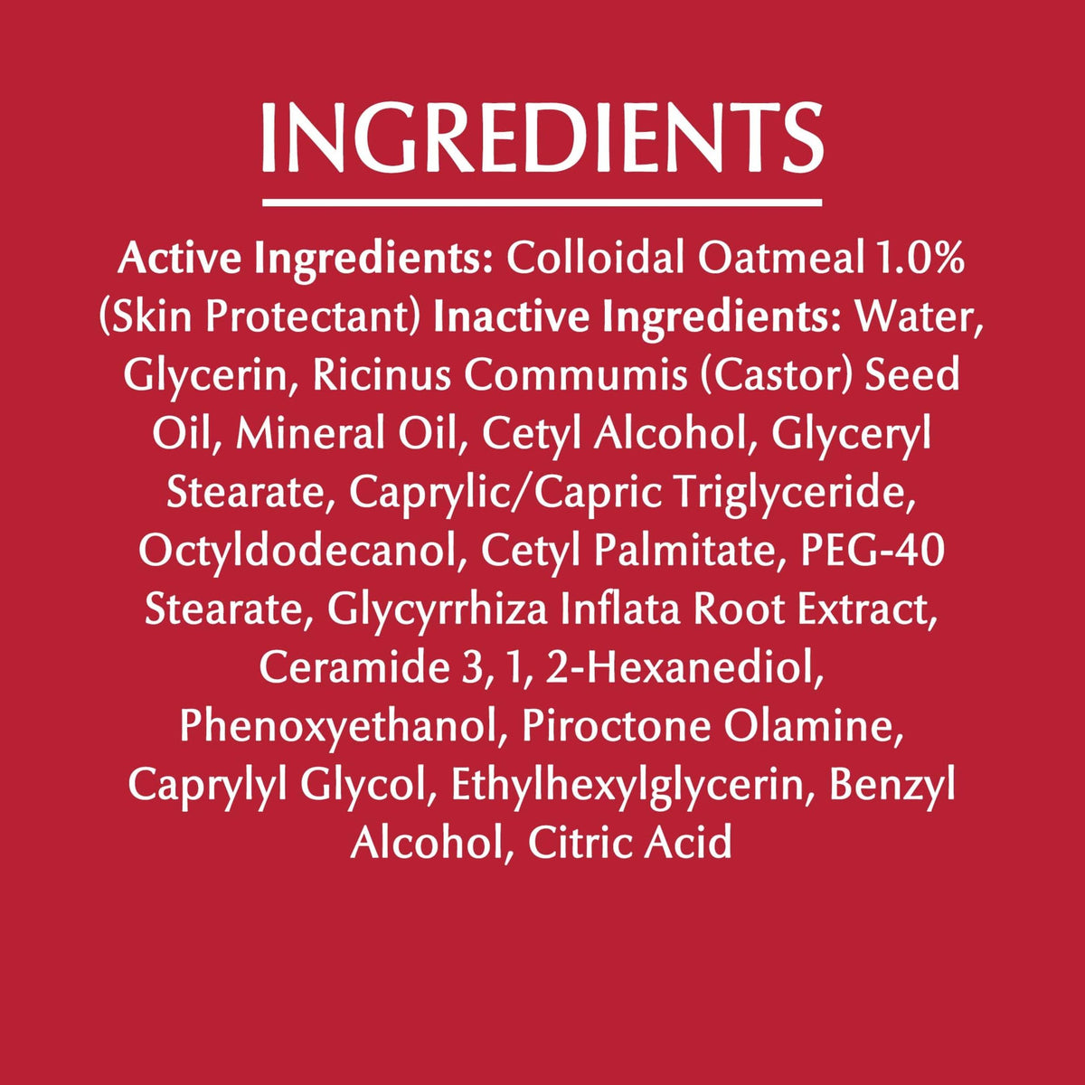 Close view of ceramide and colloidal oatmeal concept representing soothing benefits