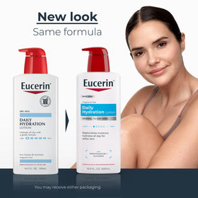 Eucerin label closeup highlighting sunflower oil and pro‑vitamin B5 benefits